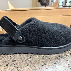 UGG Black Fuzzy Slingback Slippers